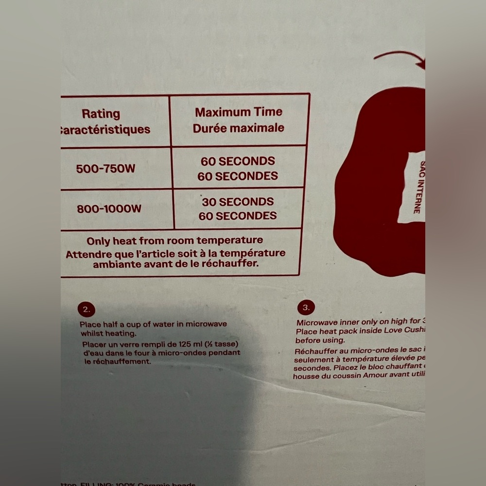 Red Love Heart Pillow w/removable heat pack NIB - Picture 6 of 8